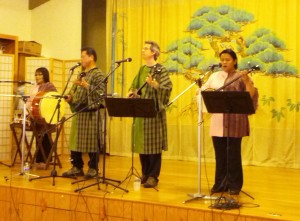 Musician group playing traditional Okinawa music