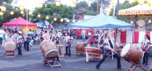 Taiko performance in the courtyard